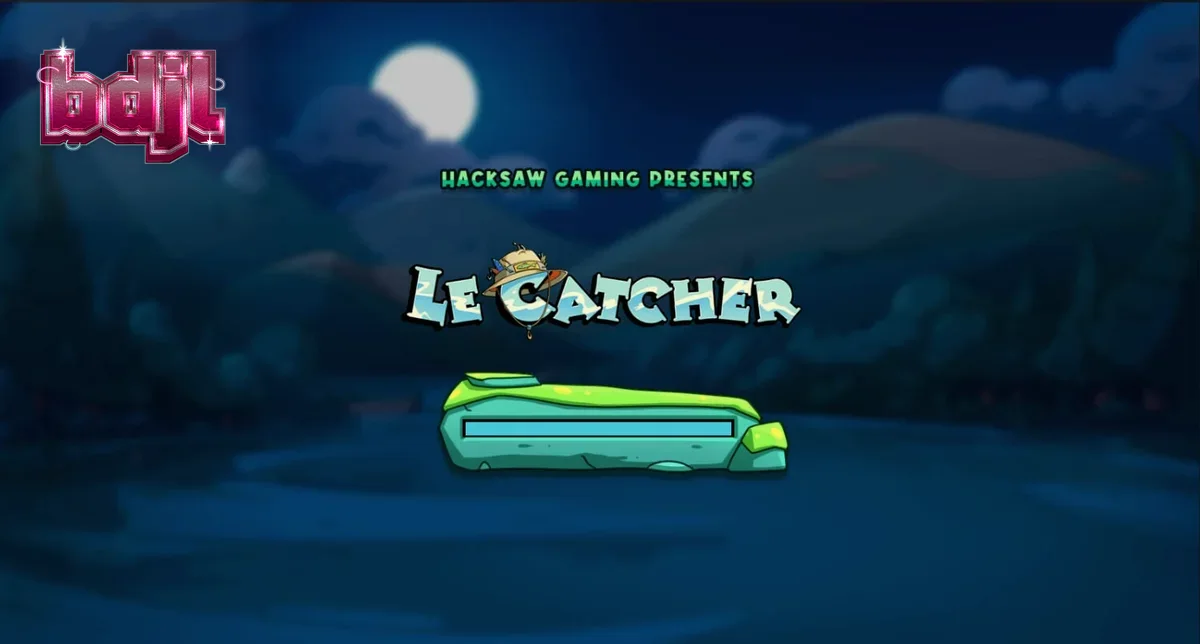 Le Catcher স্লট গেমের কার্টুনিশ র‍্যাকুন অ্যাঙ্গলার এবং ফিশিং থিম